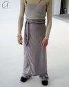 BASERANGE Cotton and Linen Ribbed Wrap Skirt Portugal BAS-SKGW-CH-WI24-HL Gray Blue